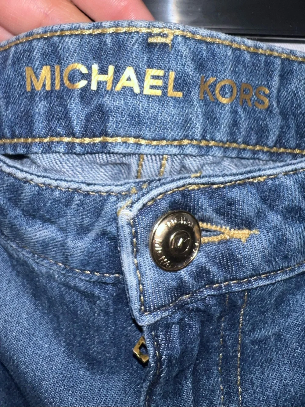 Michael Kors Wide-Leg Flare Jeans in Dark Blue Denim